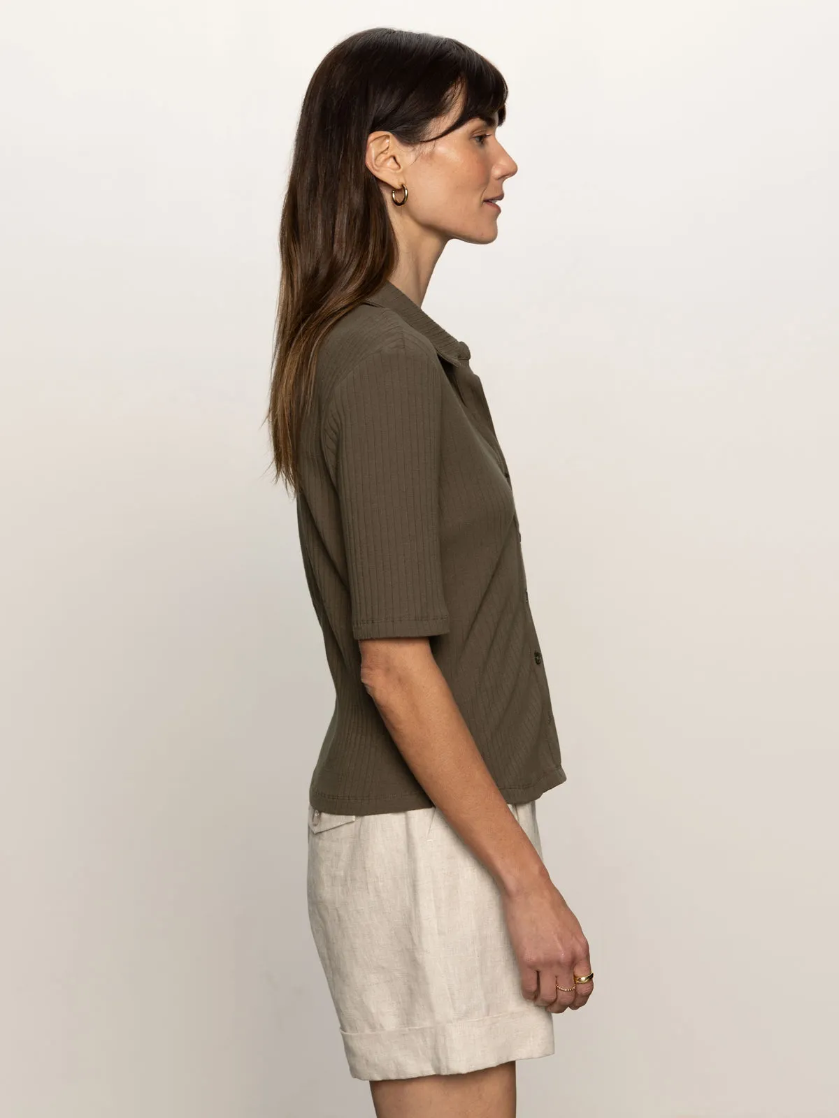 Half Sleeve Ribbed Knit Shirt Kalamata