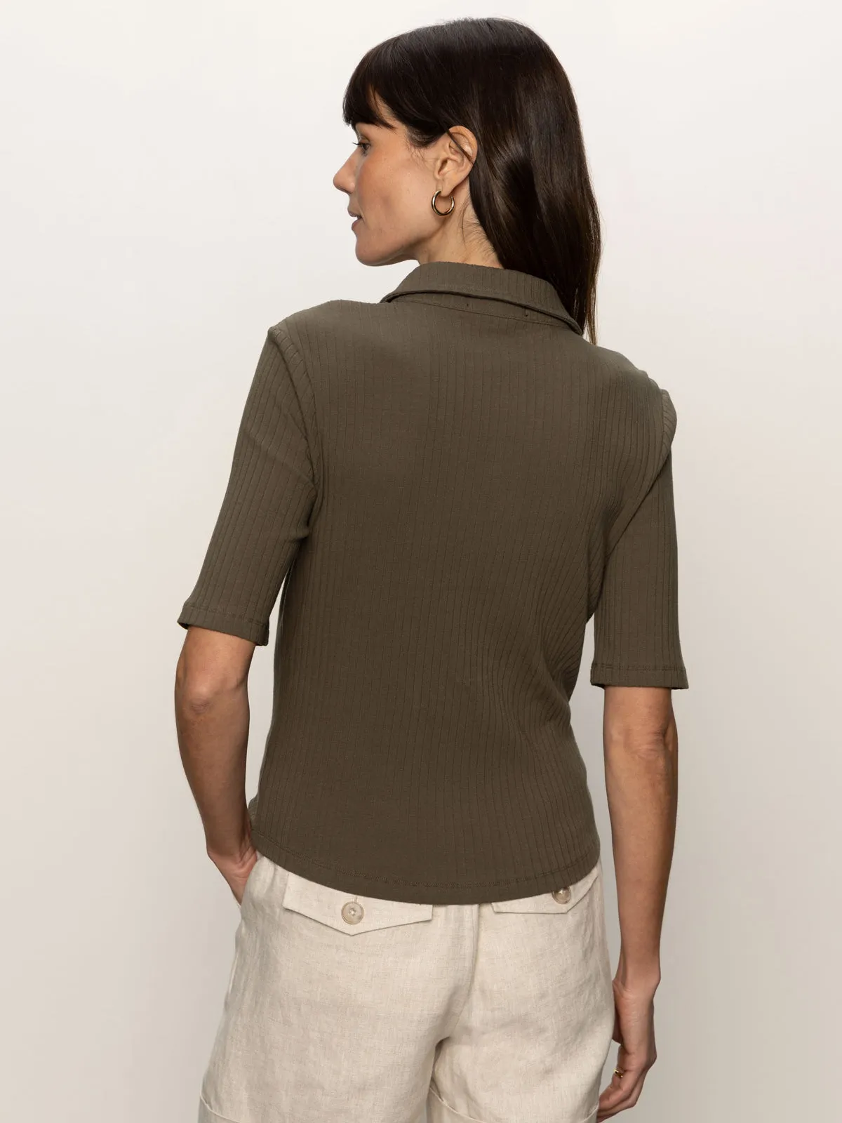 Half Sleeve Ribbed Knit Shirt Kalamata