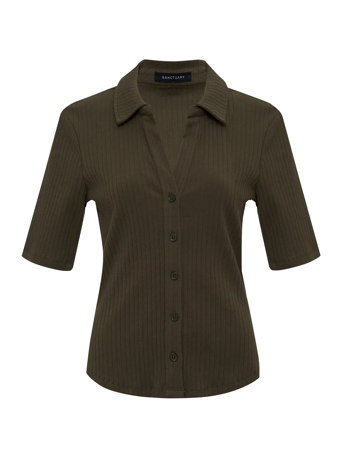 Half Sleeve Ribbed Knit Shirt Kalamata