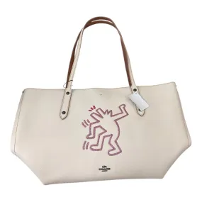 Handbag Designer By Coach In Cream & Pink, Size:Large