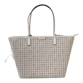 Handbag Designer By Tory Burch In Grey & White, Size:Large