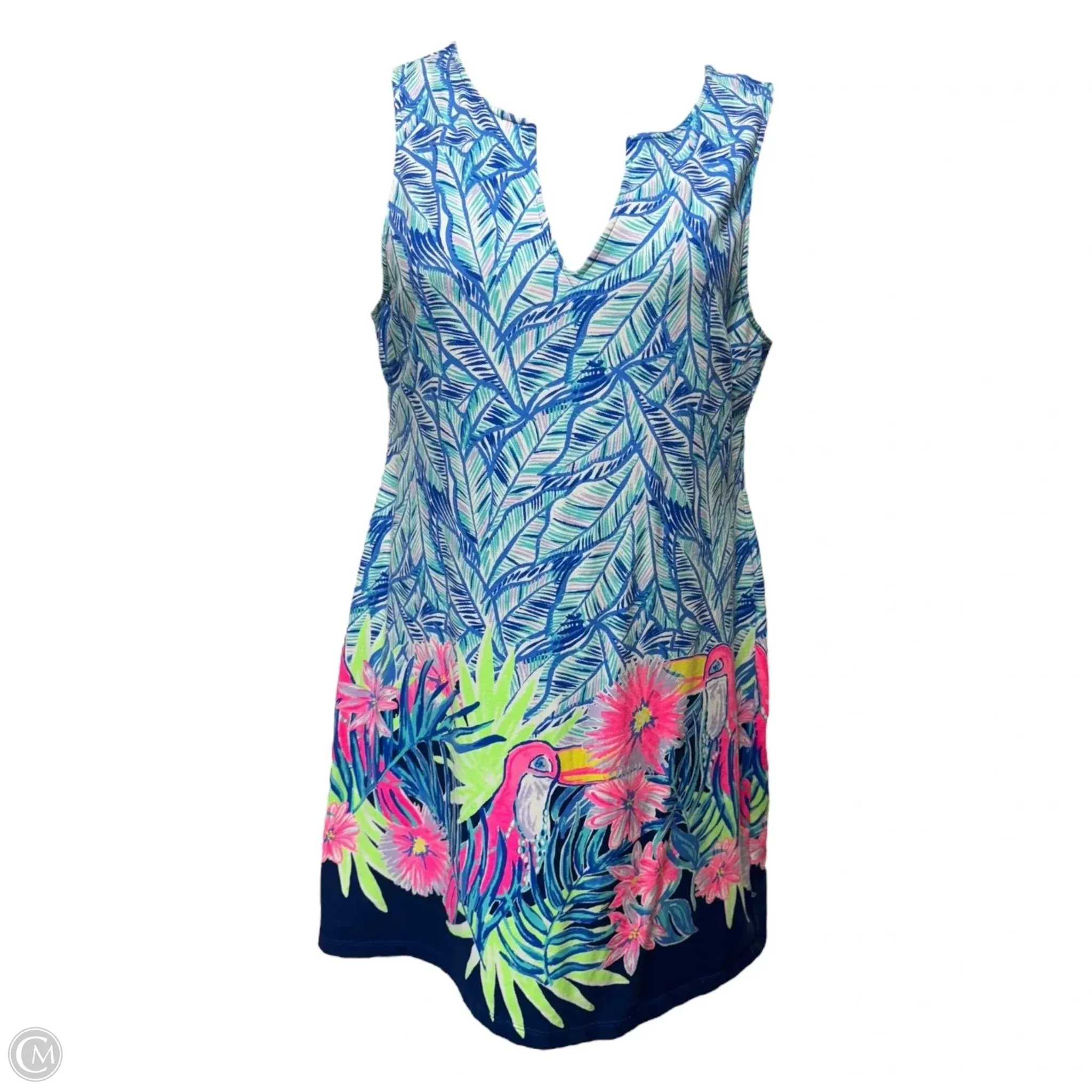 Harper Shift Dress Designer By Lilly Pulitzer In Bennet Blue Lets Mango Print, Size: L