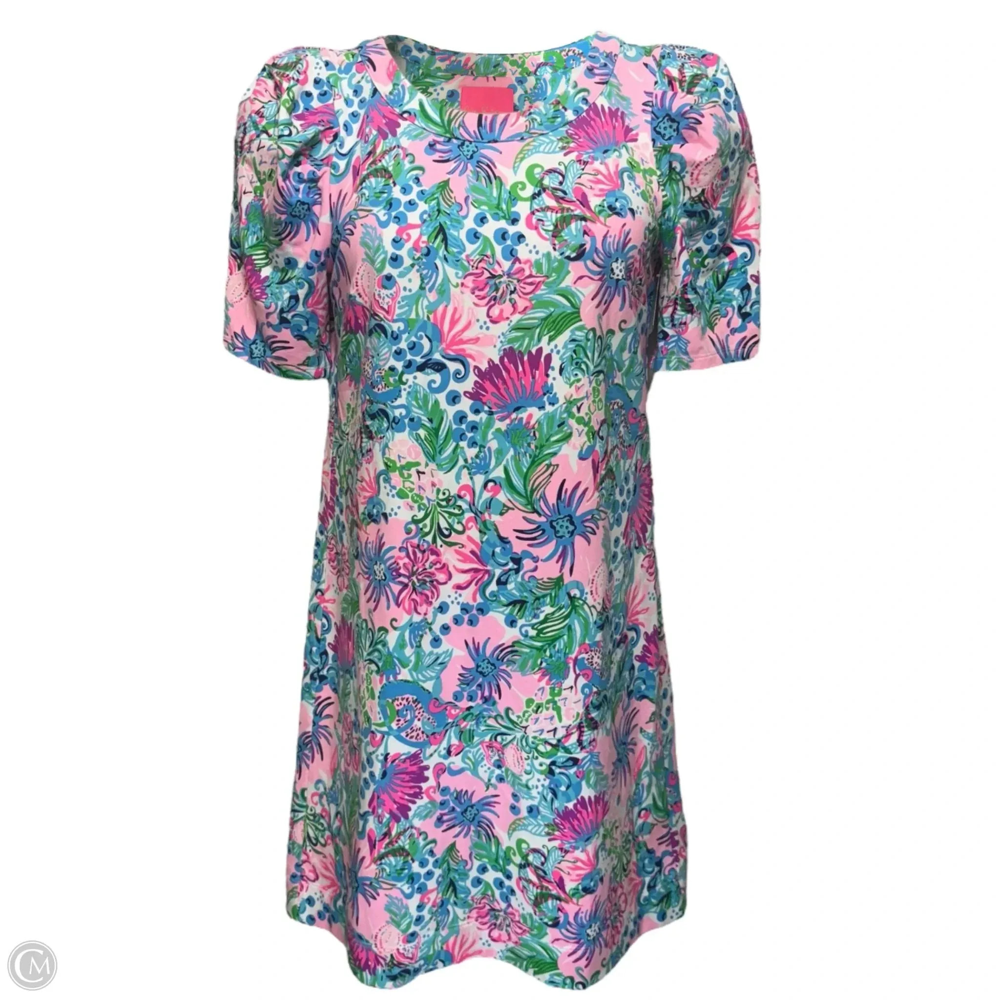 Harriet Elbow Sleeve Dress Designer By Lilly Pulitzer In Mandevilla Baby Paradise Petals, Size: M