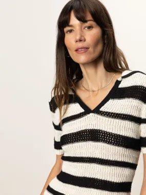 Knitted Collared Top Black Chalk