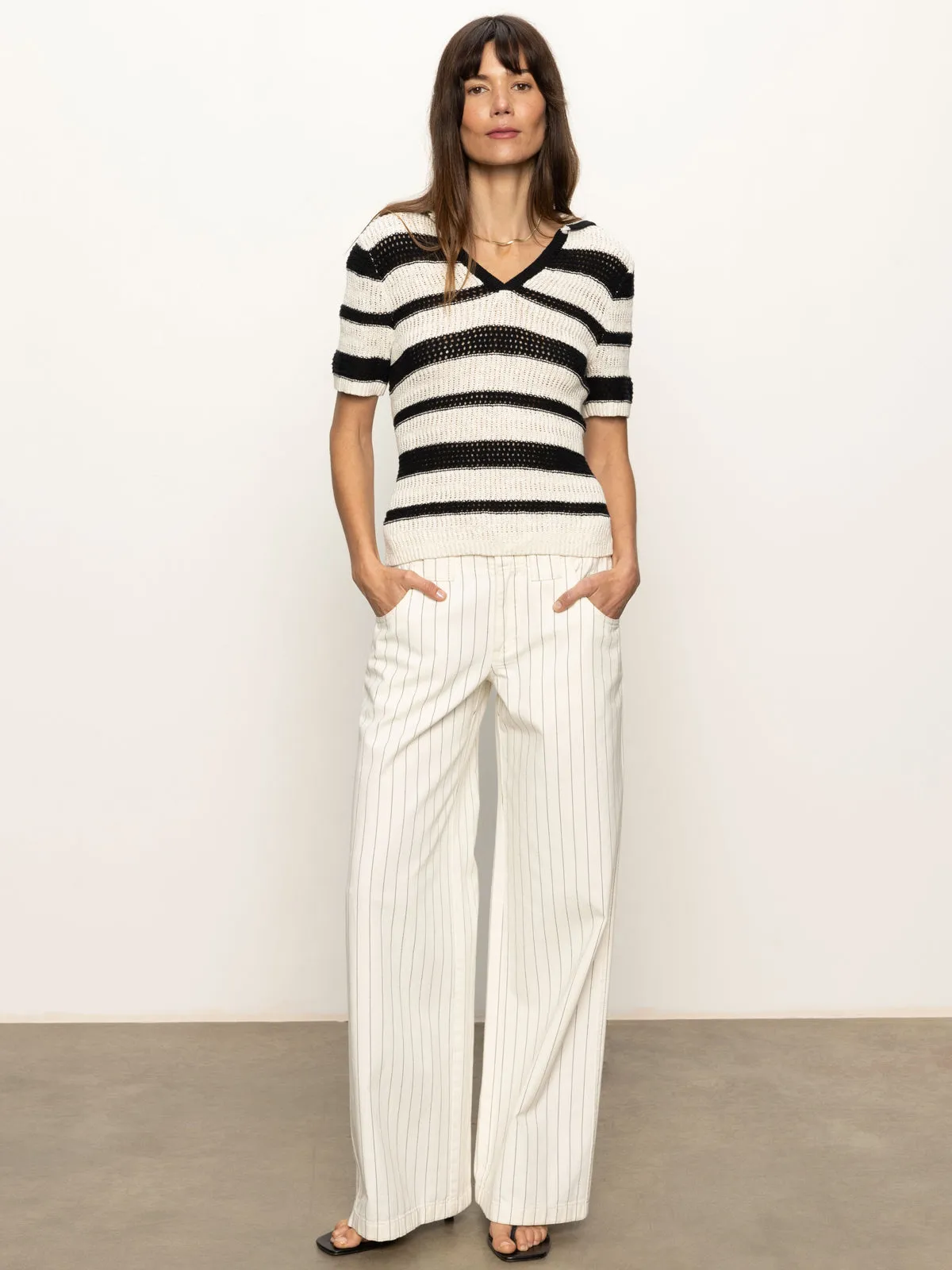 Knitted Collared Top Black Chalk