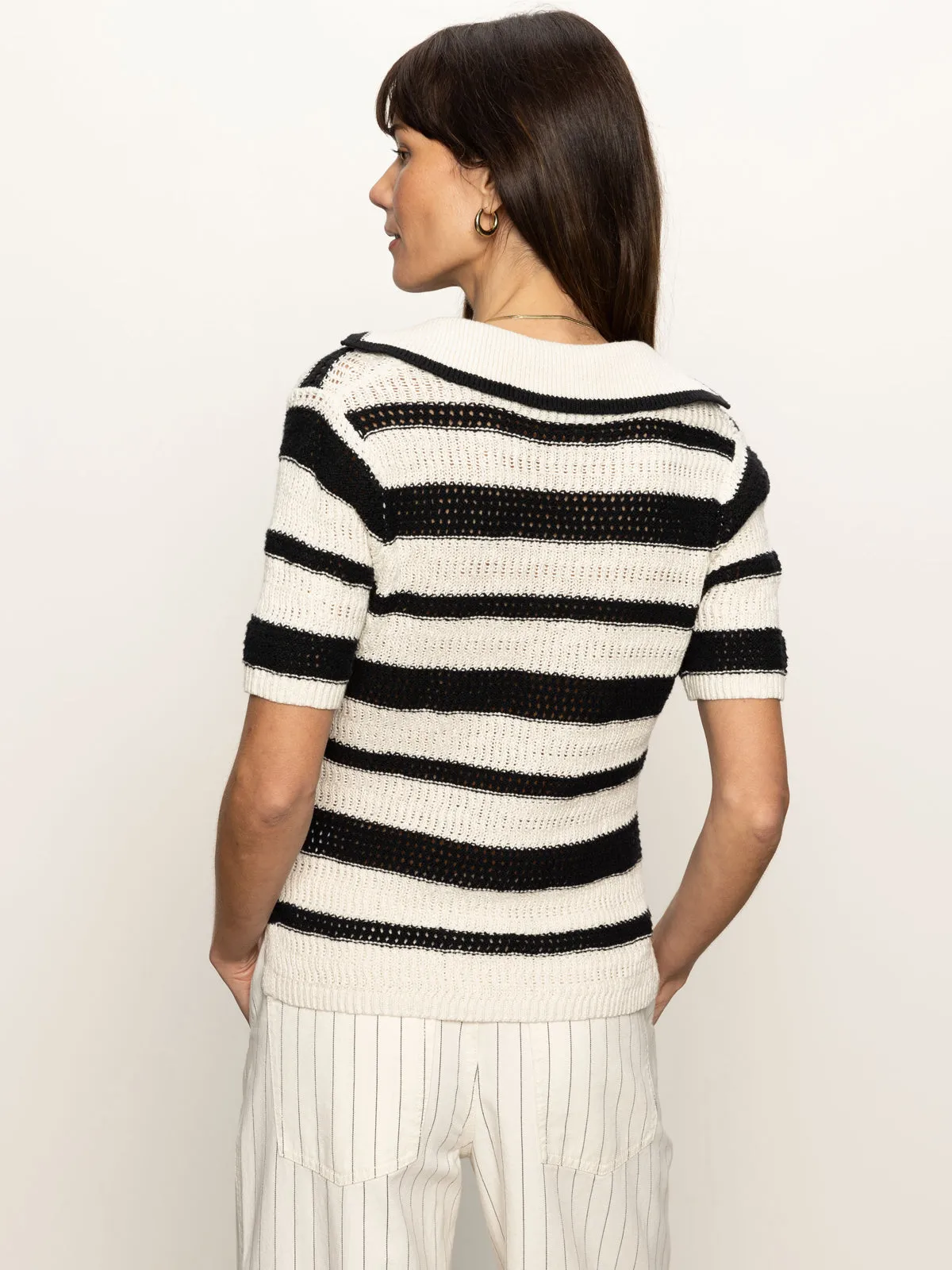 Knitted Collared Top Black Chalk