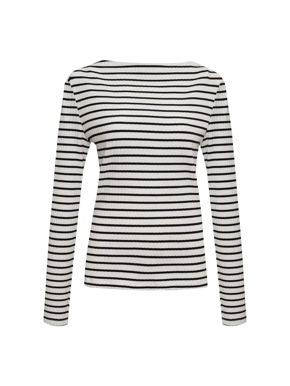 Long Sleeve Boatneck T-Shirt Chalk / Black Stripe