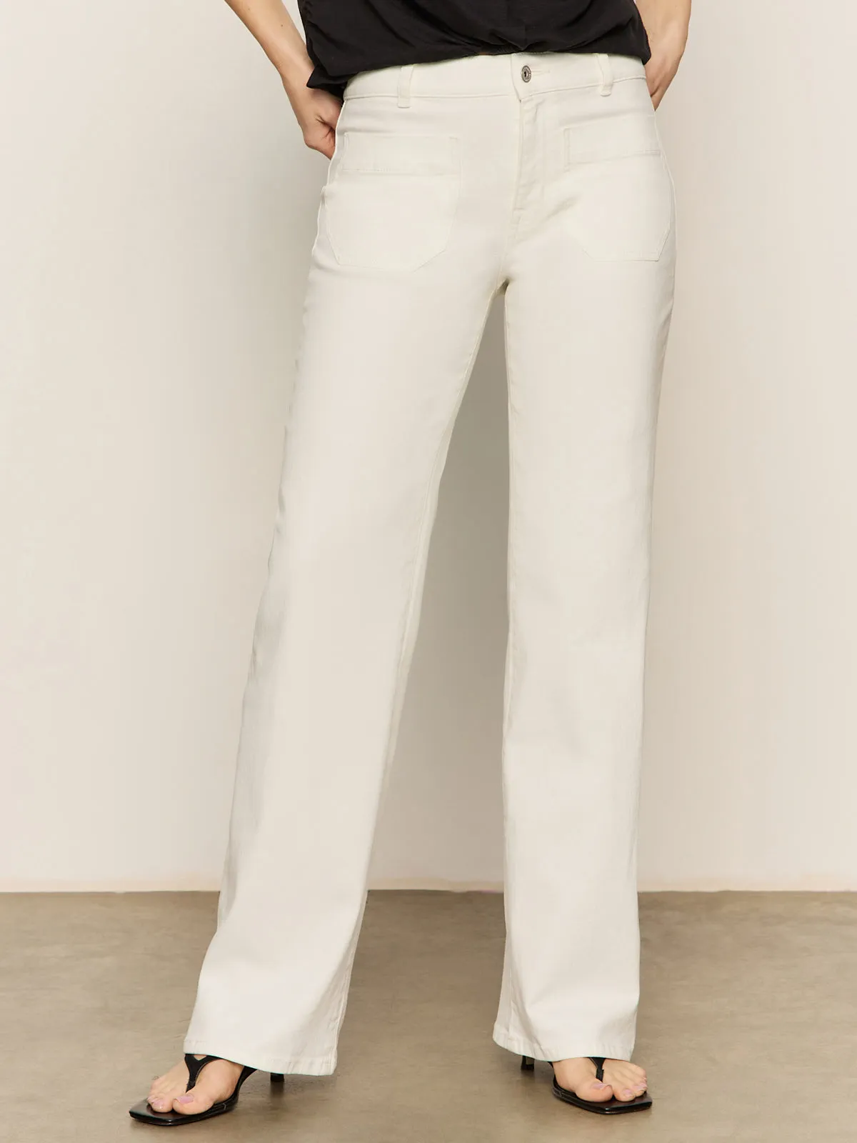 Marine Full Length Semi High Rise Jeans Bleached White