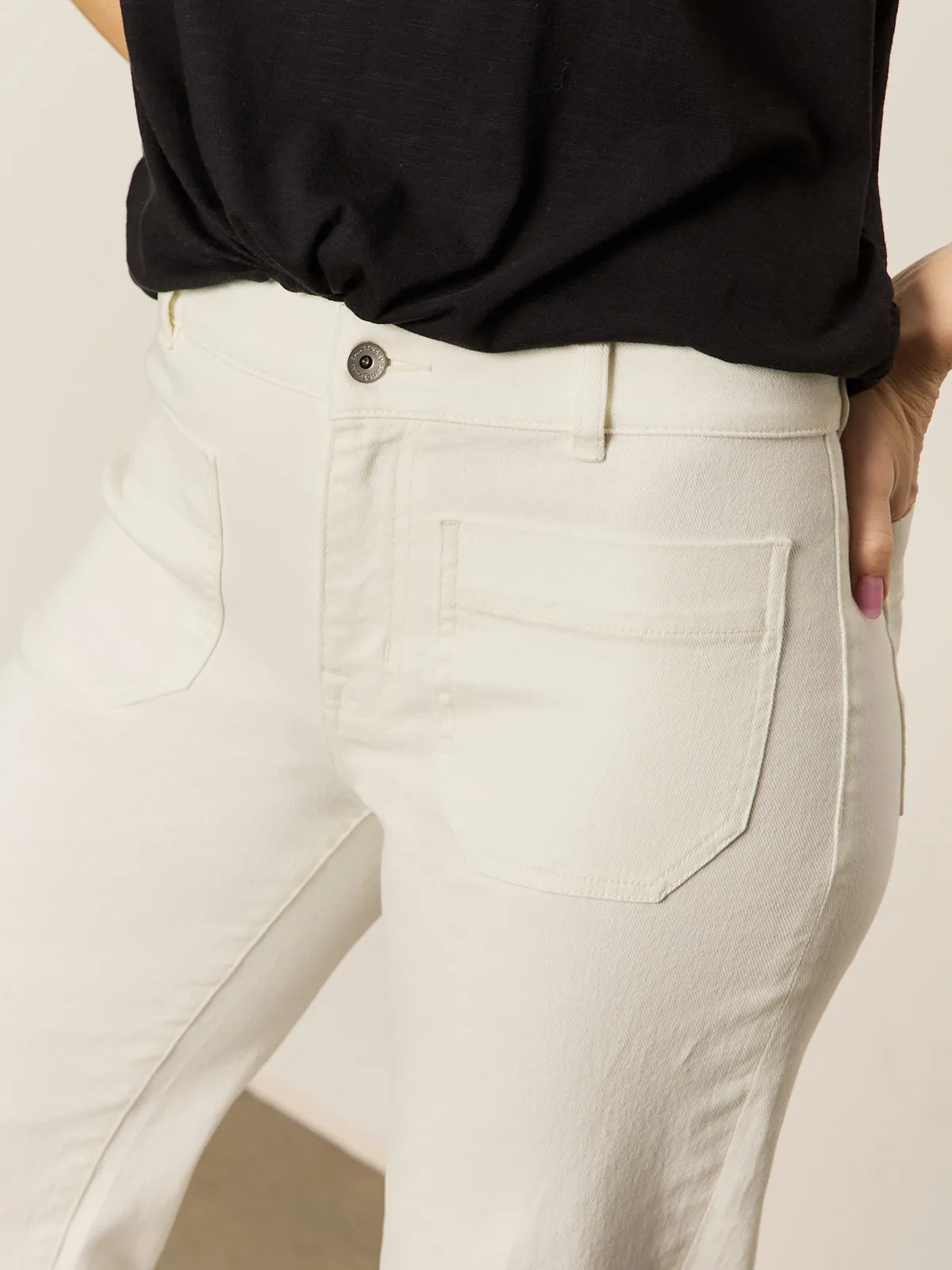 Marine Full Length Semi High Rise Jeans Bleached White