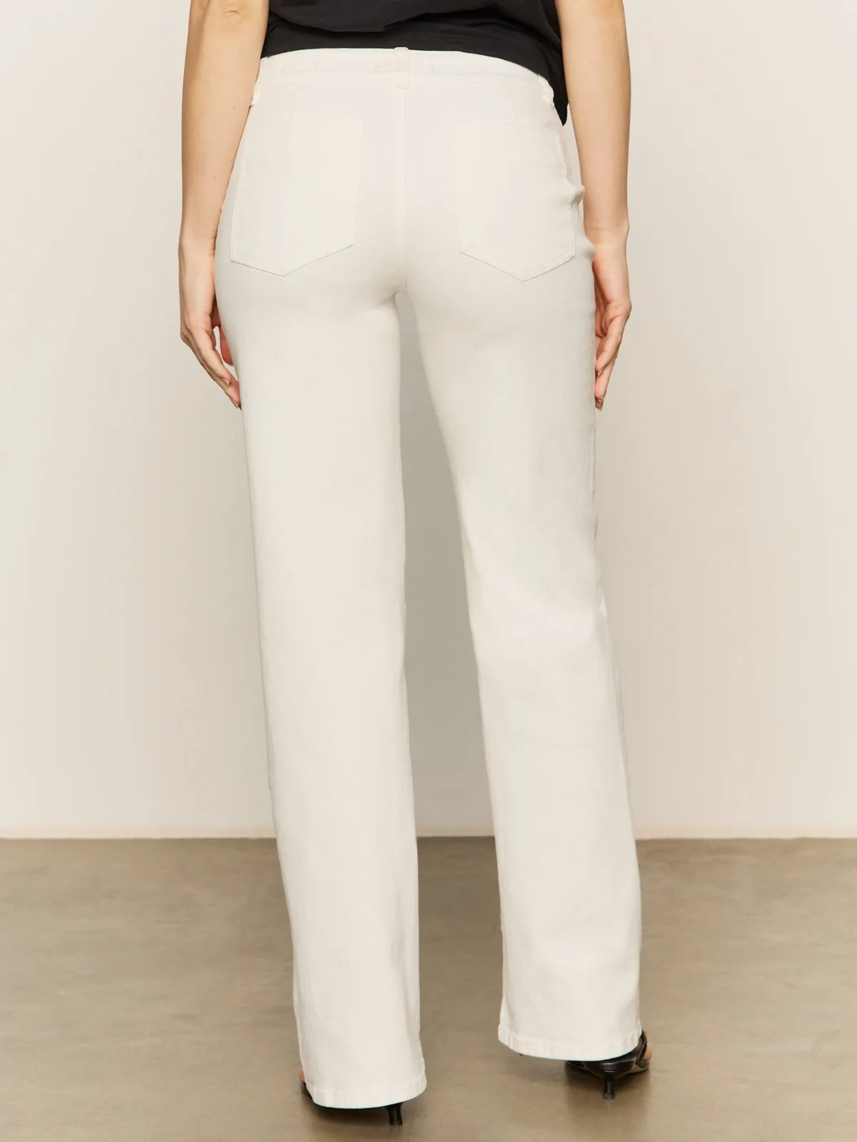 Marine Full Length Semi High Rise Jeans Bleached White