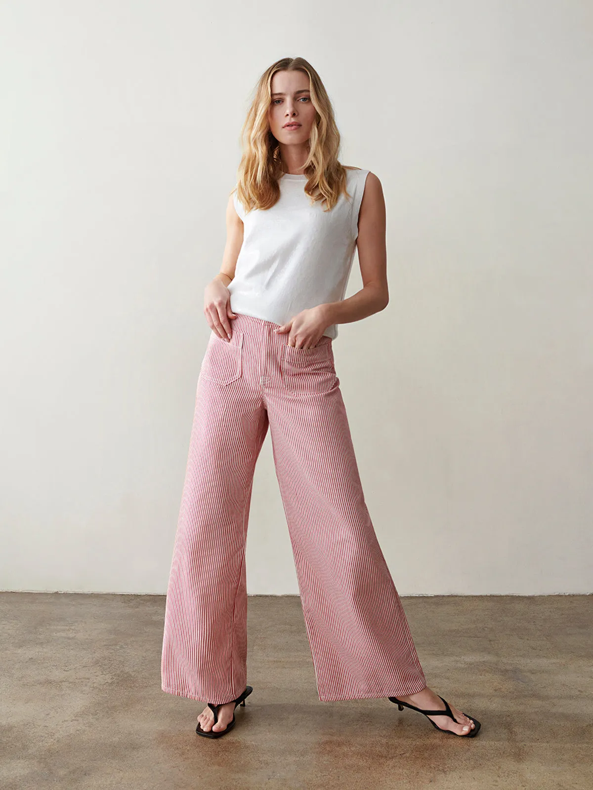 Marine Full Length Semi High Rise Pant Galley Stripe