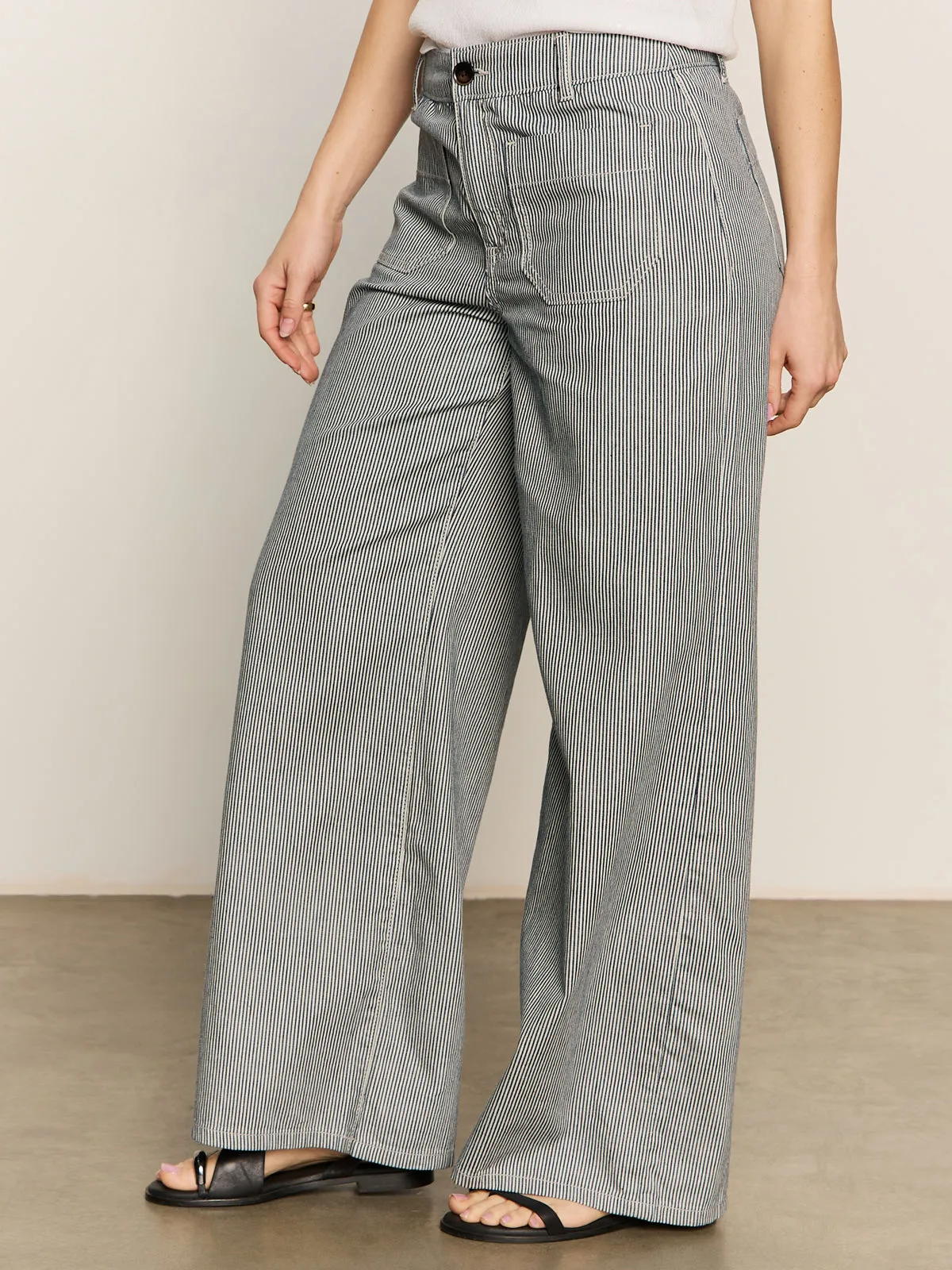 Marine Full Length Semi High Rise Pant Yacht Stripe