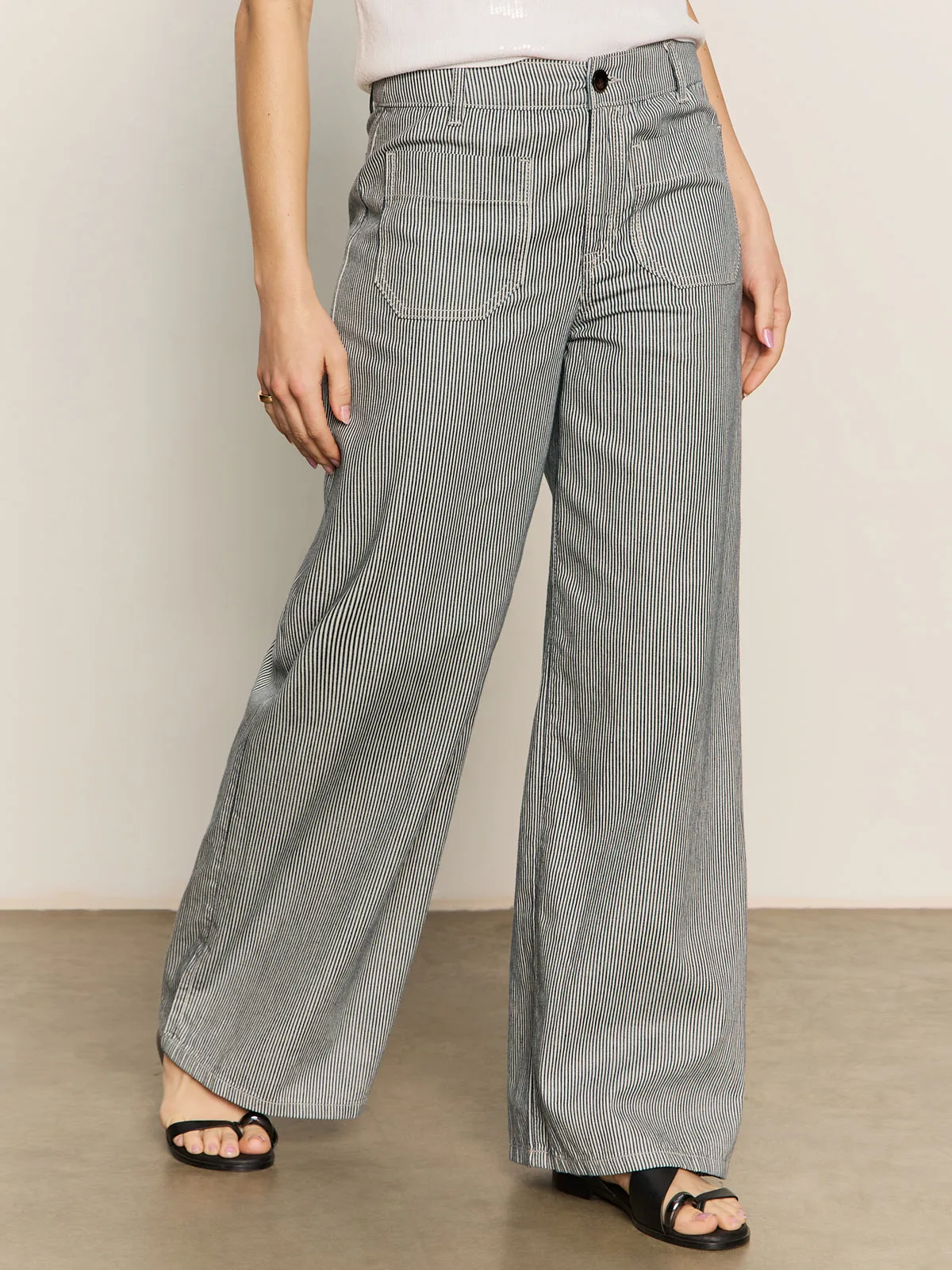 Marine Full Length Semi High Rise Pant Yacht Stripe