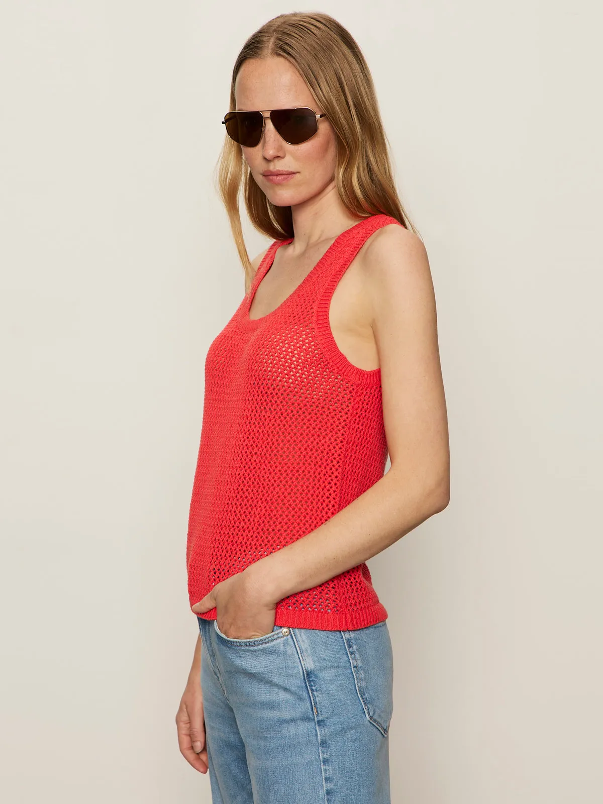 Mesh Stitch Shell Sweater Cayenne