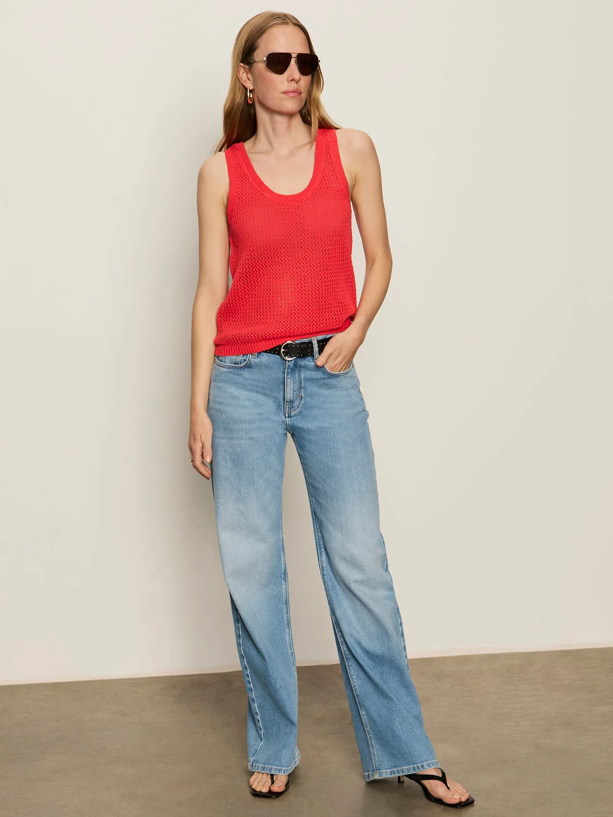 Mesh Stitch Shell Sweater Cayenne