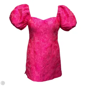Morena Jacquard Puff Sleeve Dress Designer By Lilly Pulitzer In Passion Fruit Pink Leaf An Impression Jacquard, Size: 8