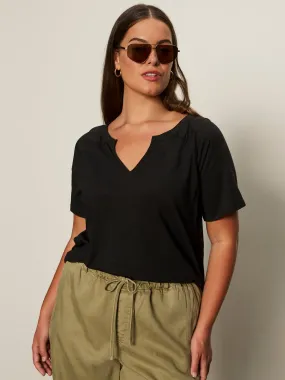 Notch Neck Tee Black Extended Sizing