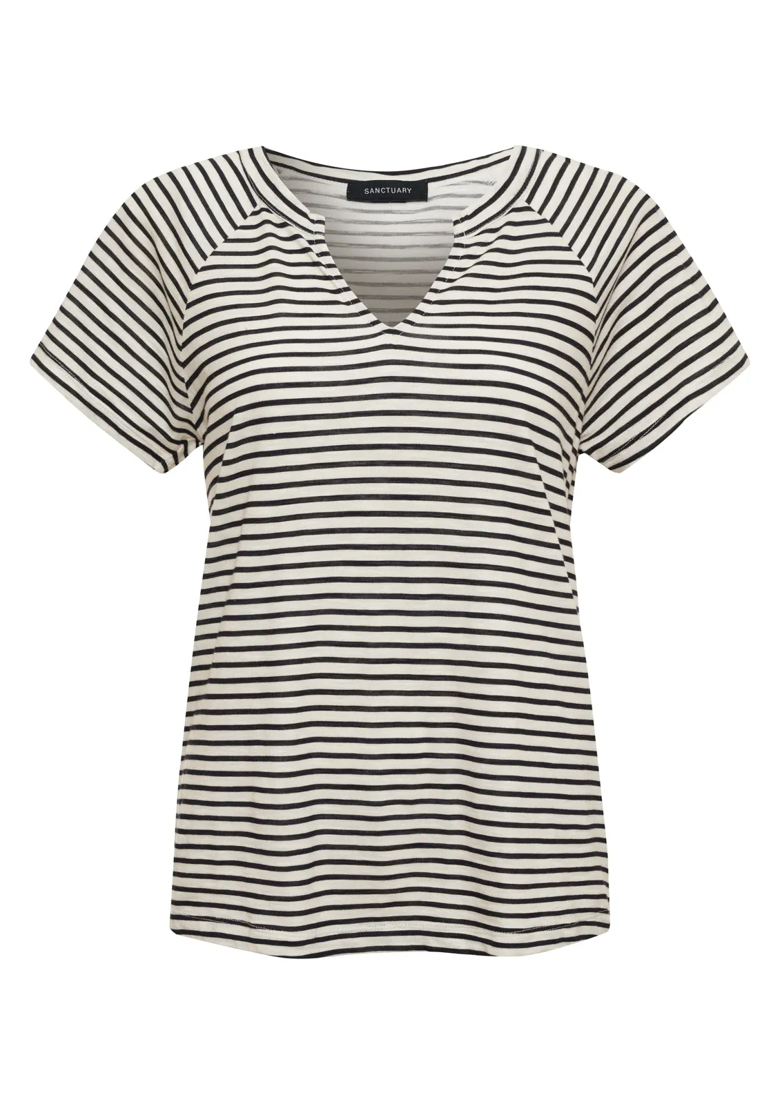 Notch Neck Tee Light Oat/Black Stripe