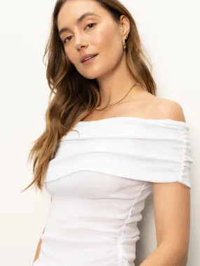 Off Shoulder Rib Tee White
