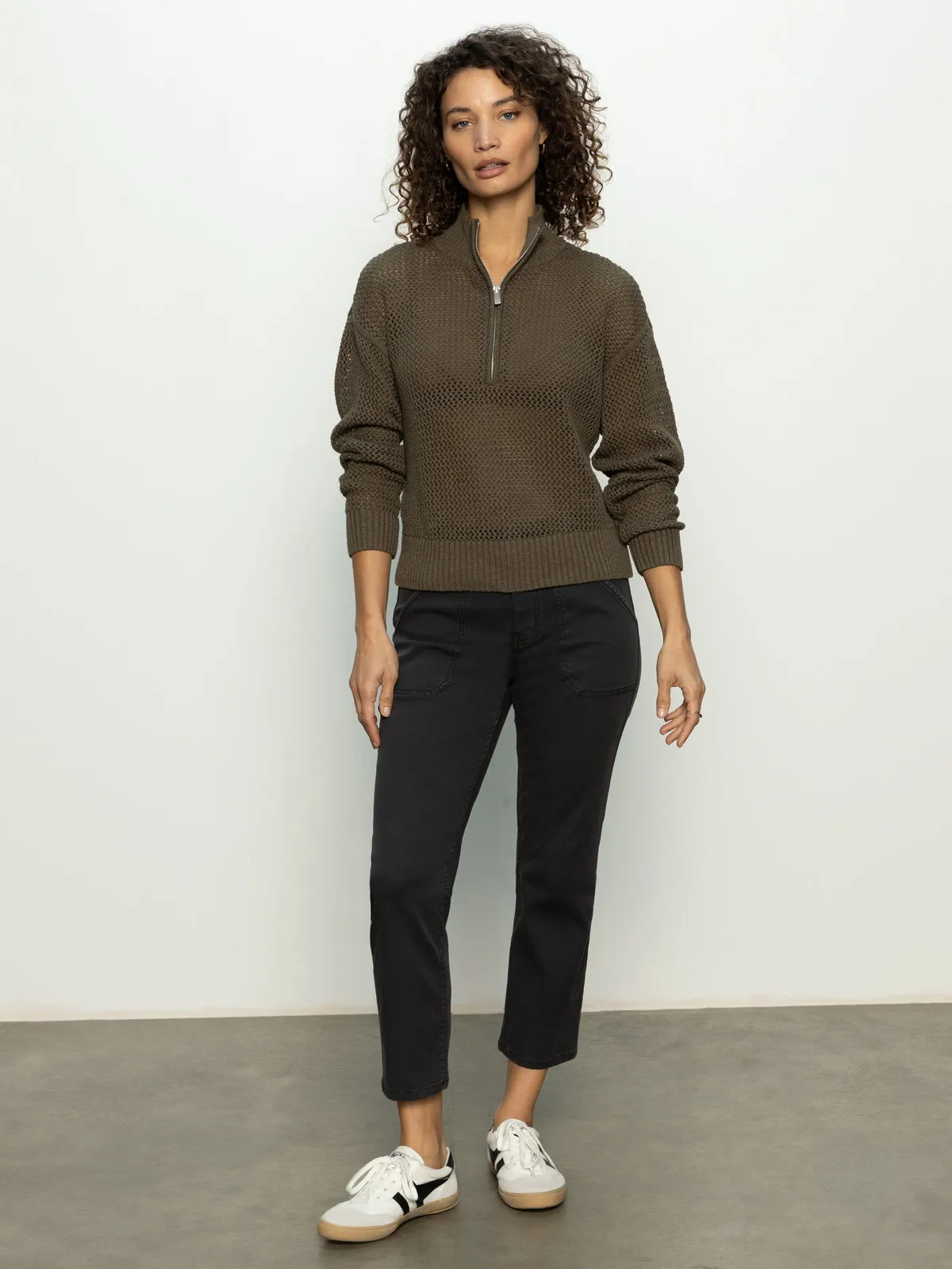 Open Knit Half-Zip Sweater Kalamata