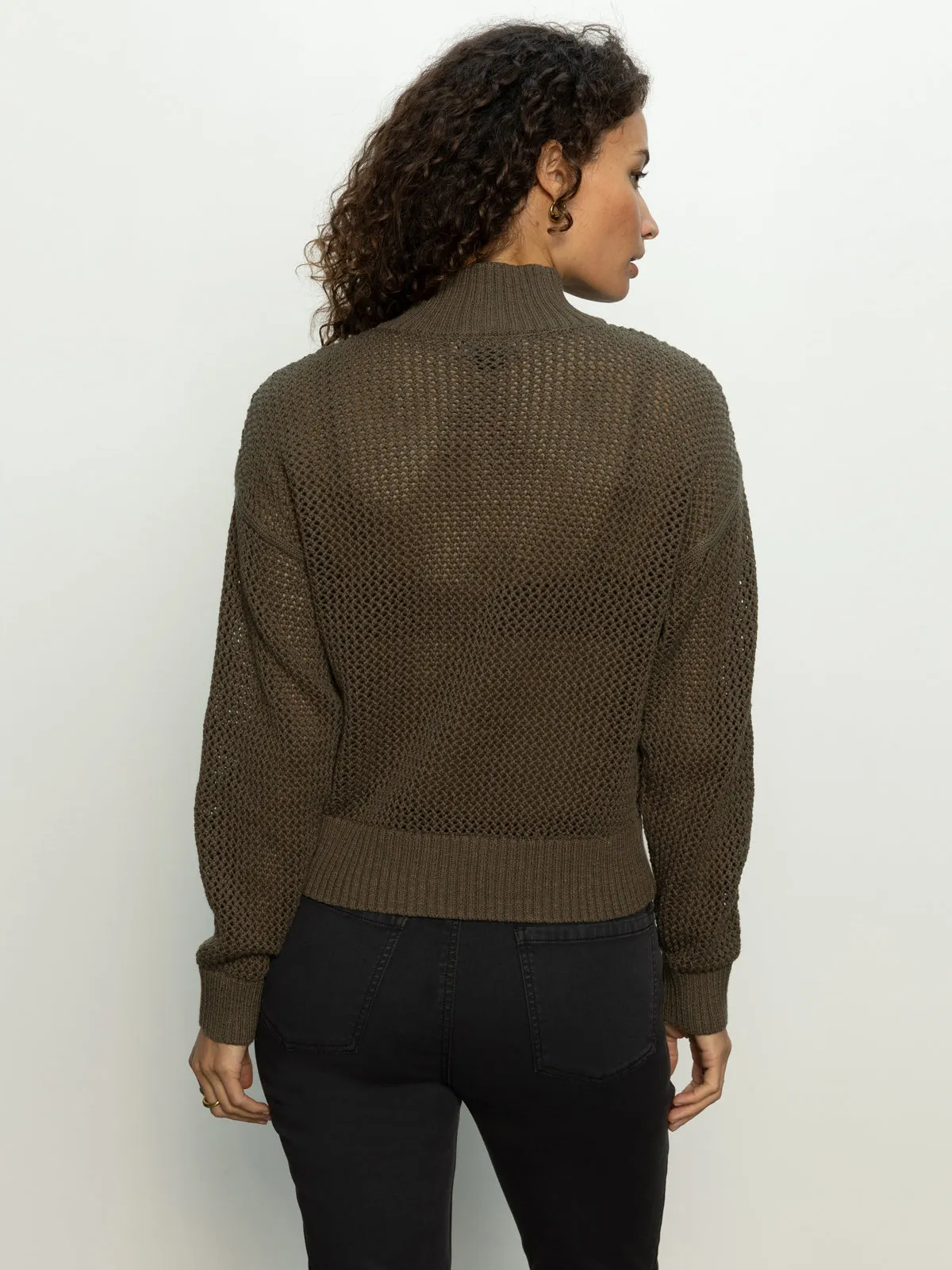 Open Knit Half-Zip Sweater Kalamata