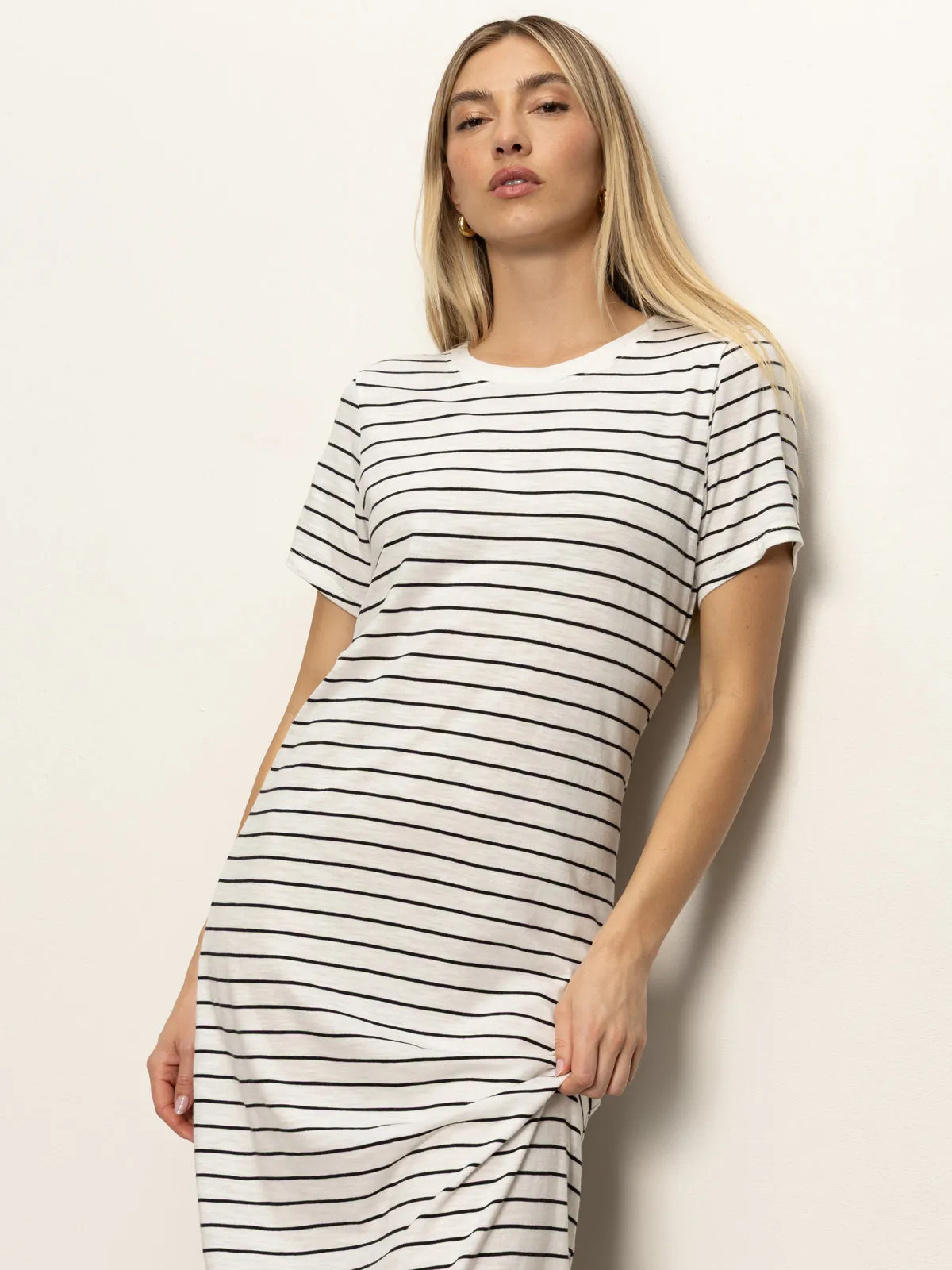 Perfect Tee Maxi Dress Chalk Black Stripe