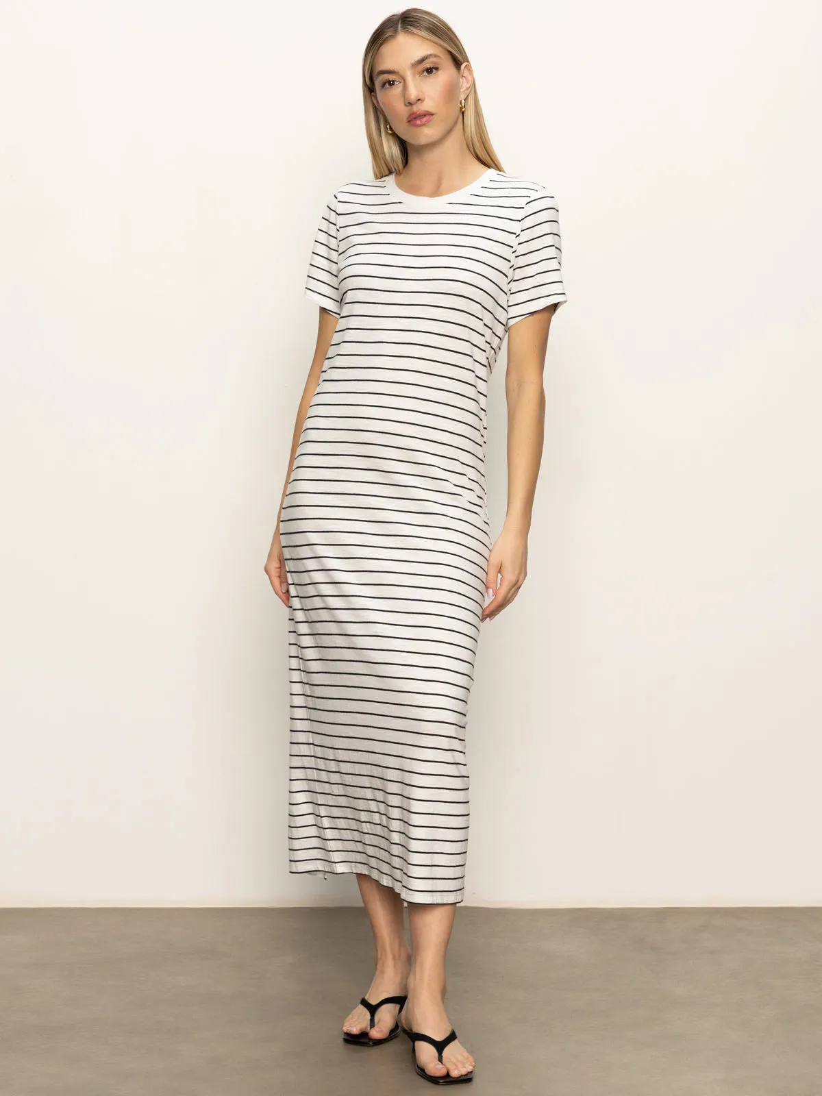 Perfect Tee Maxi Dress Chalk Black Stripe