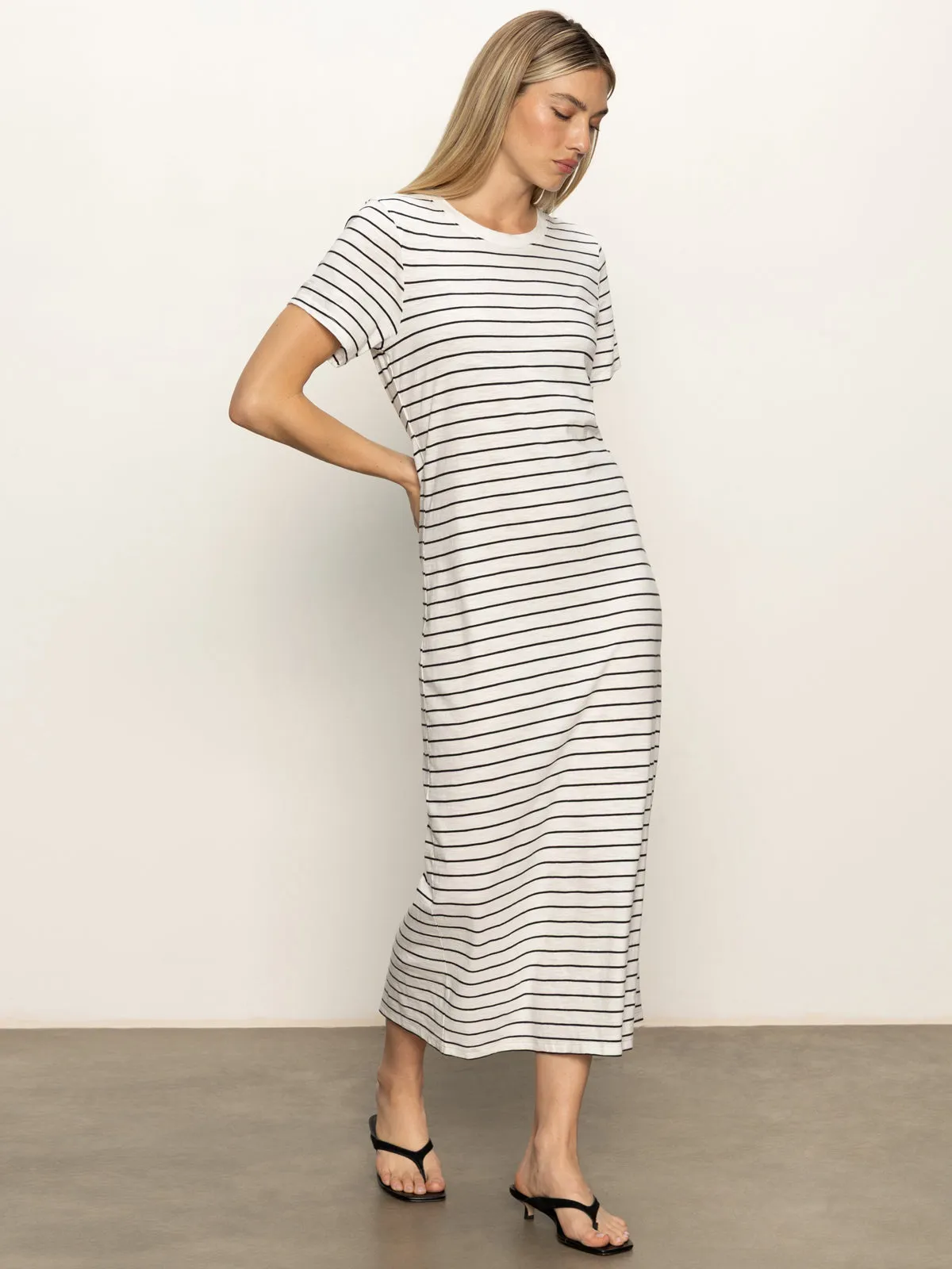Perfect Tee Maxi Dress Chalk Black Stripe