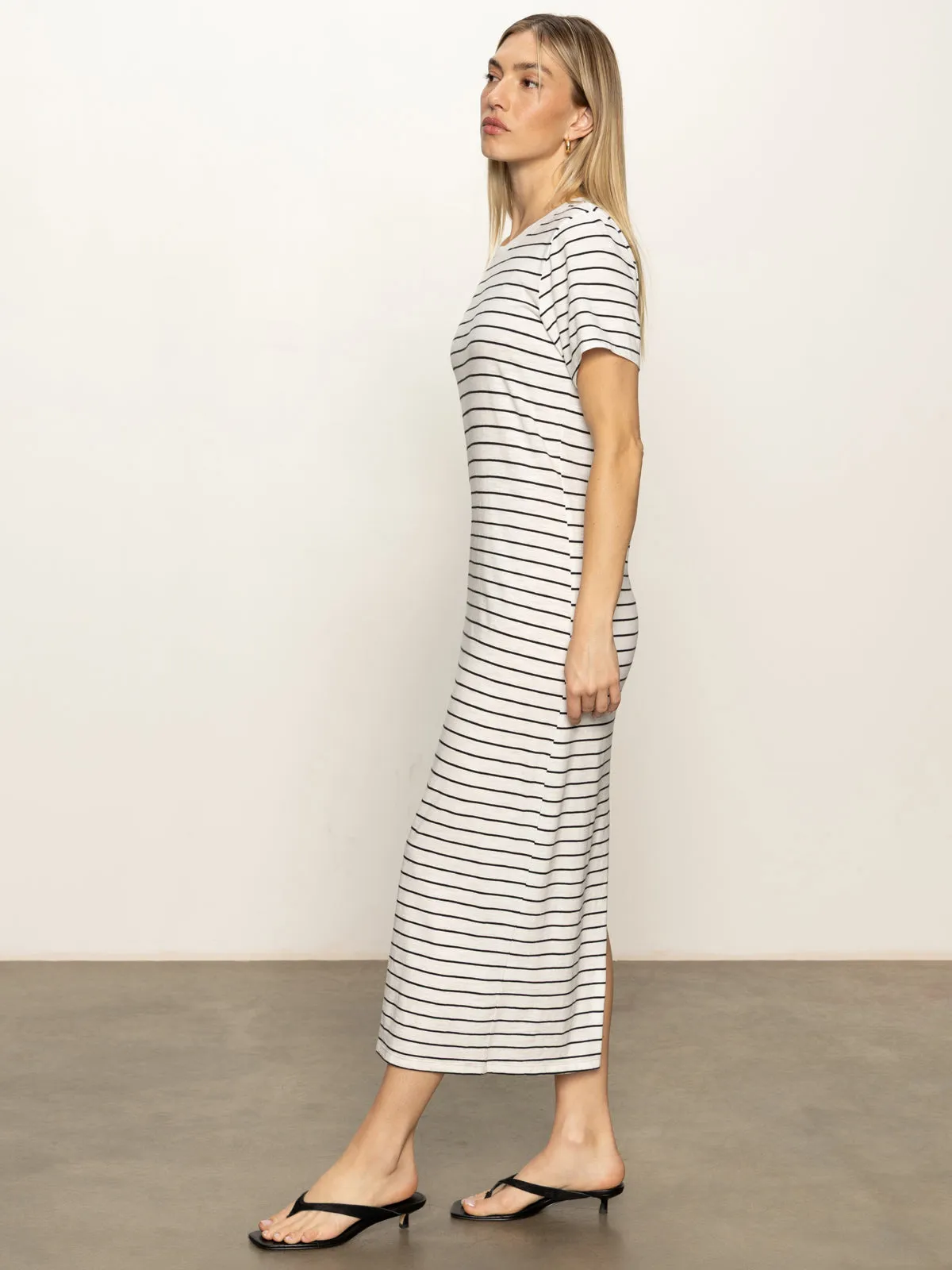 Perfect Tee Maxi Dress Chalk Black Stripe