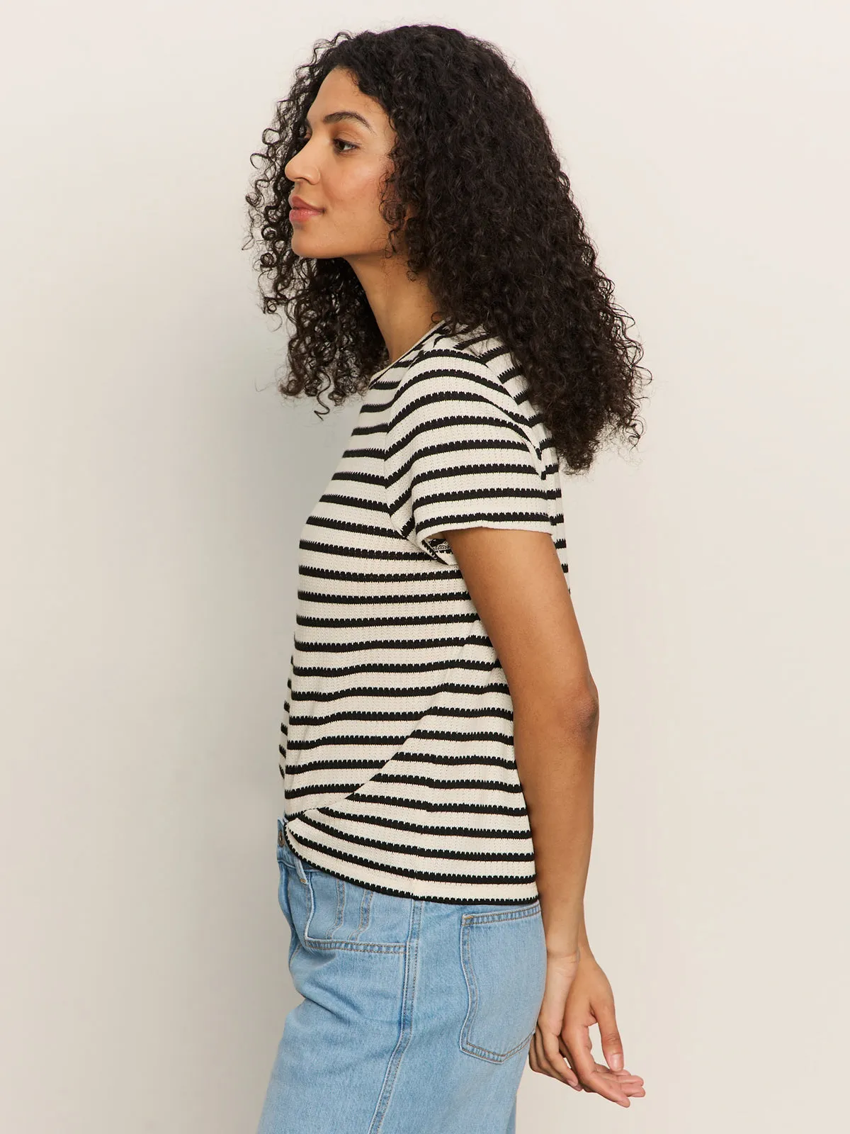 Perfect Textured Tee Macrame Black Stripe