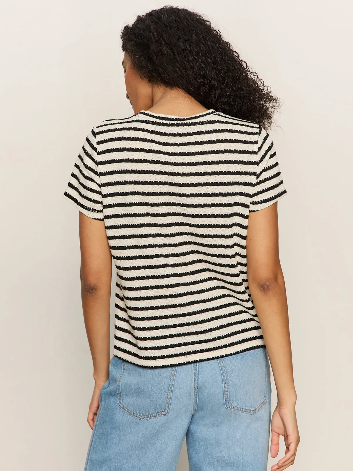 Perfect Textured Tee Macrame Black Stripe
