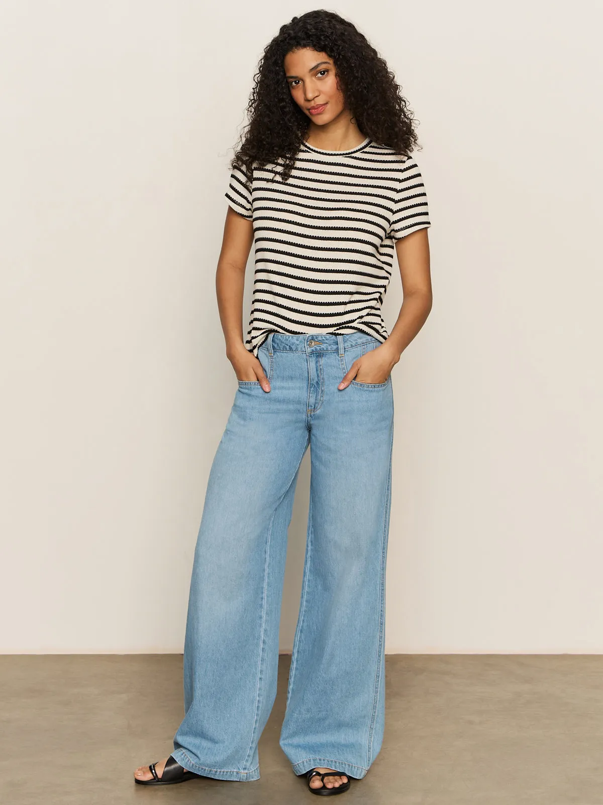 Perfect Textured Tee Macrame Black Stripe