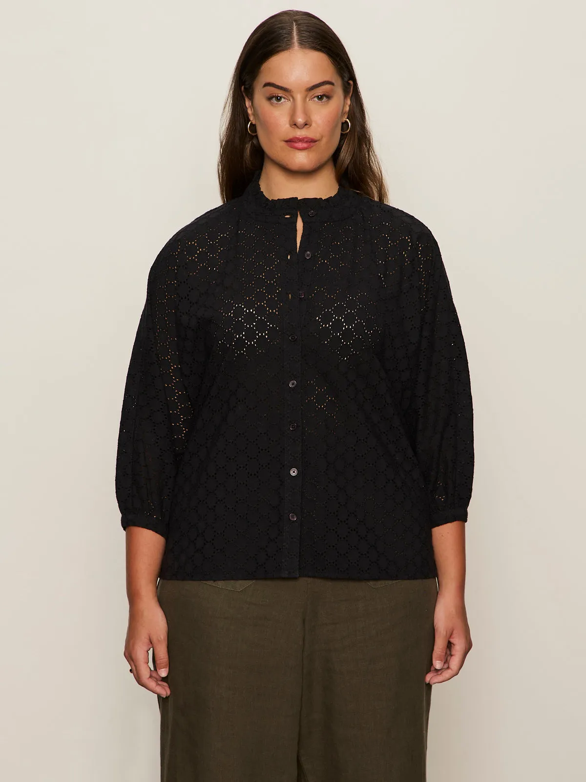 Petal Drop Blouse Black Extended Sizing