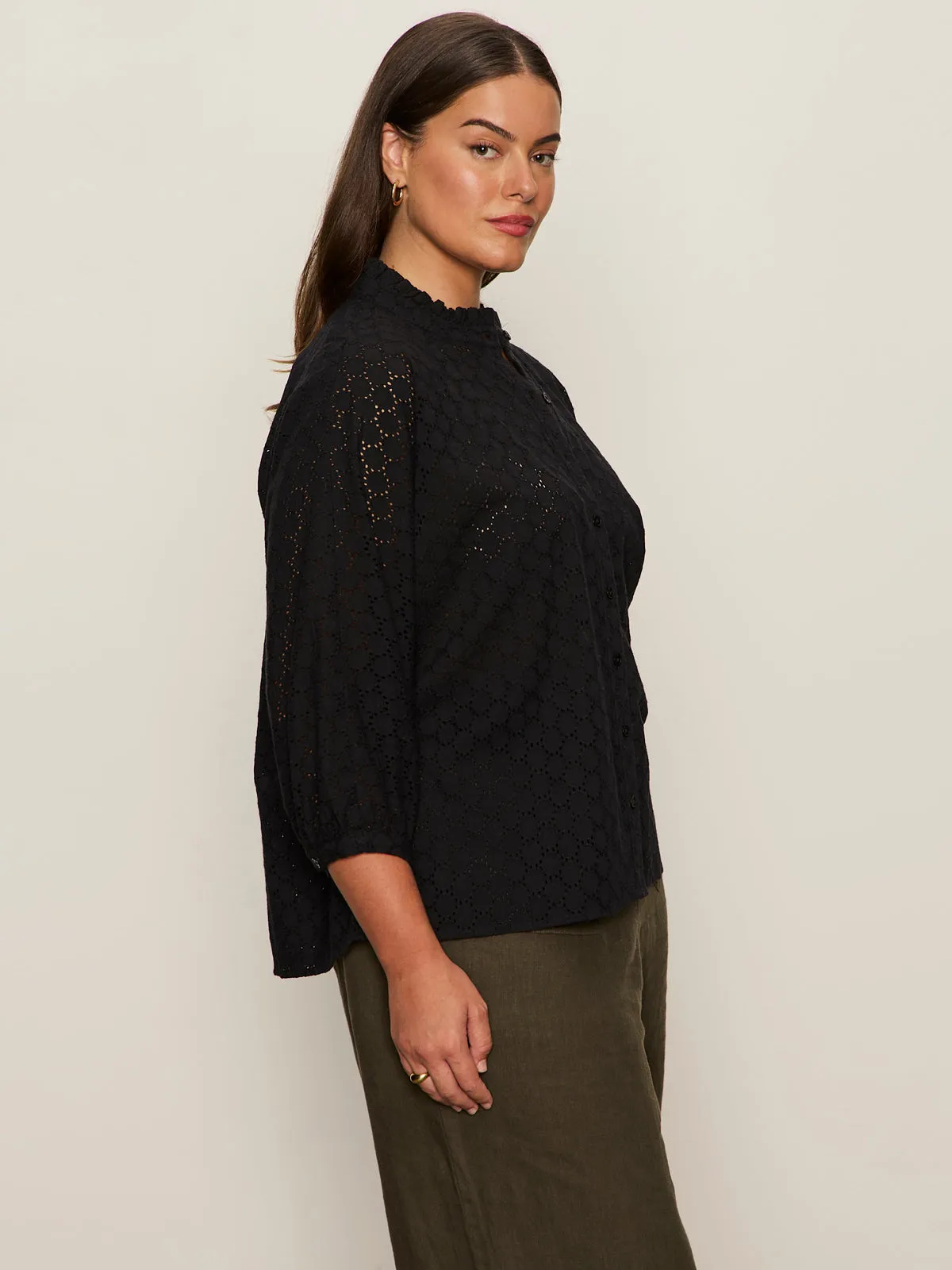 Petal Drop Blouse Black Extended Sizing