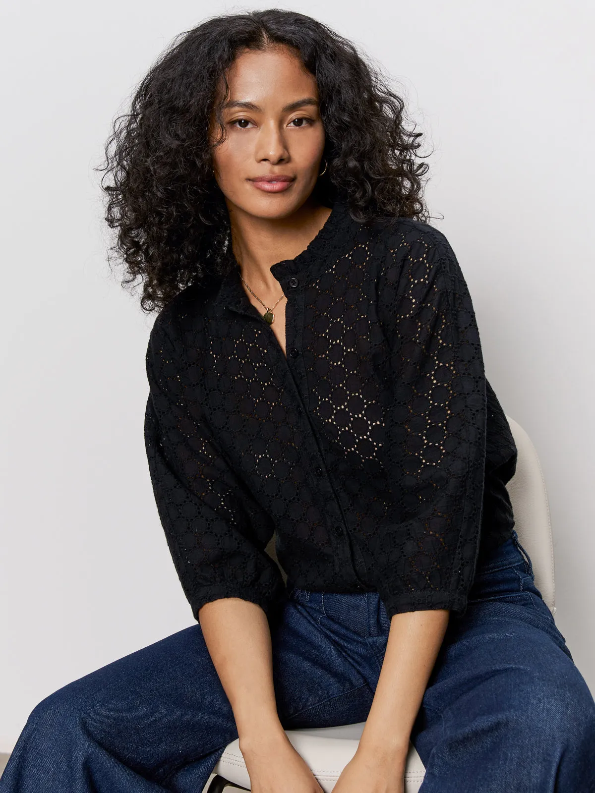 Petal Drop Blouse Black