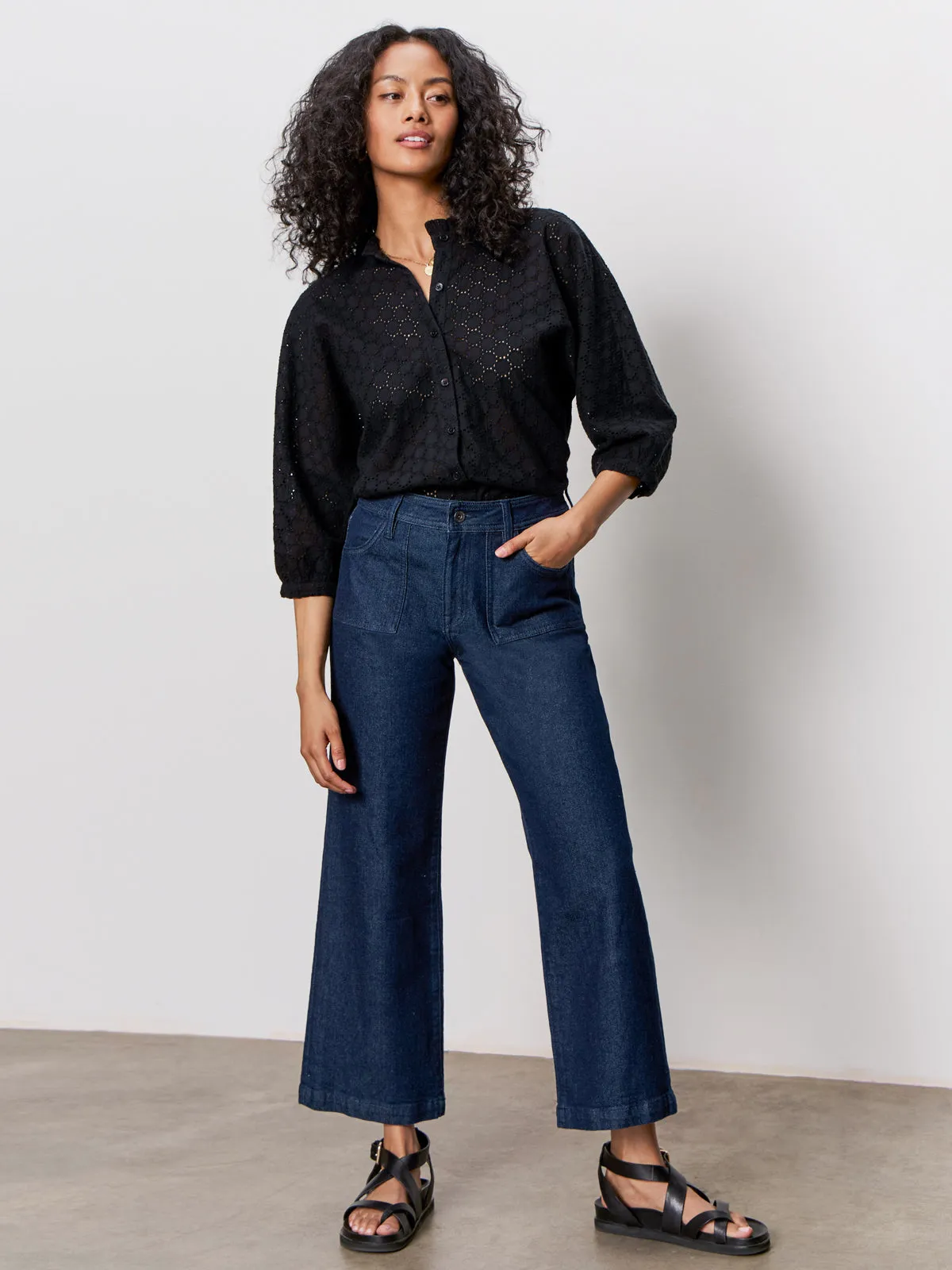 Petal Drop Blouse Black