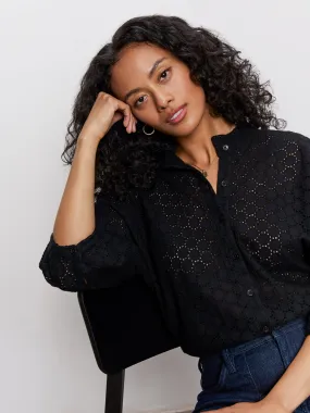 Petal Drop Blouse Black