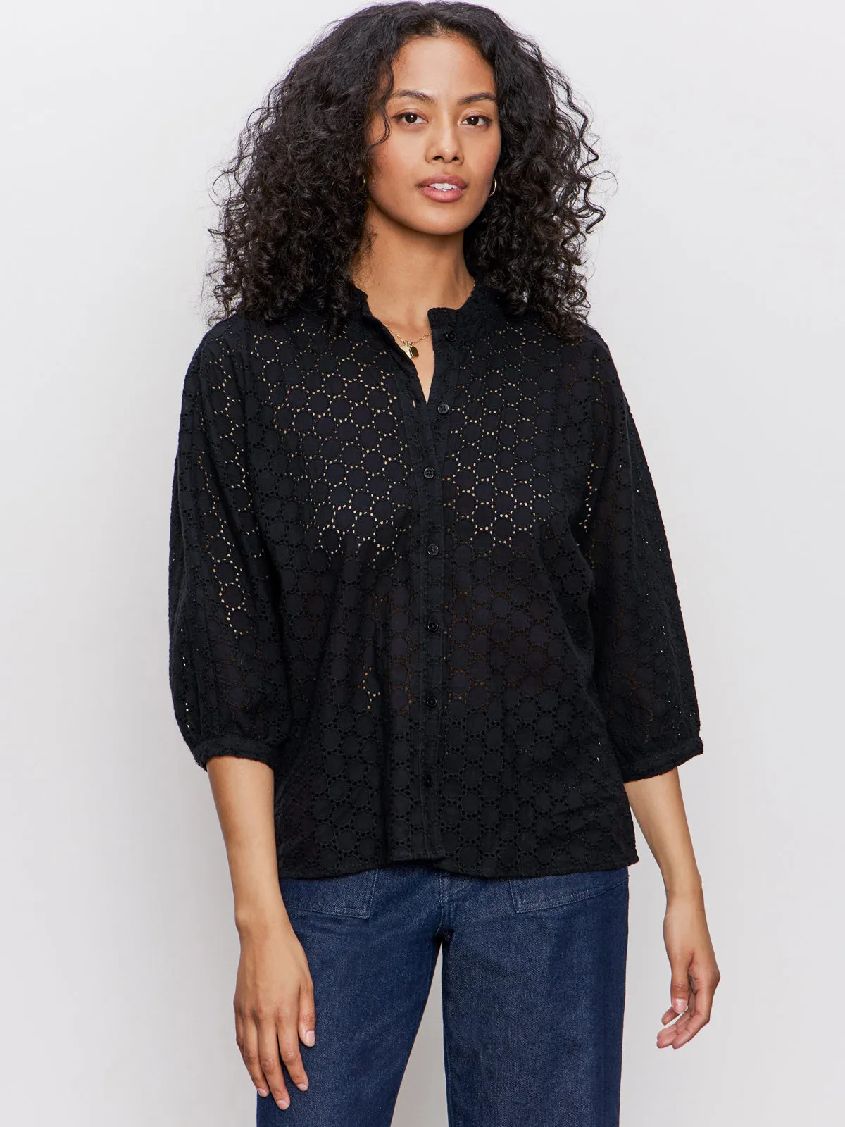 Petal Drop Blouse Black