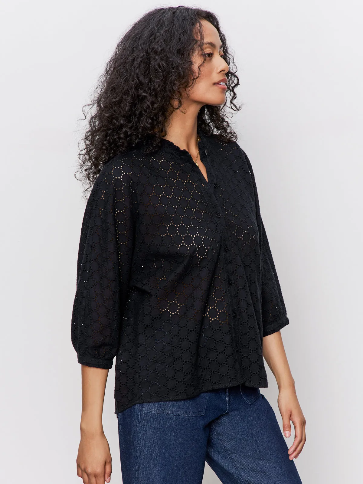 Petal Drop Blouse Black