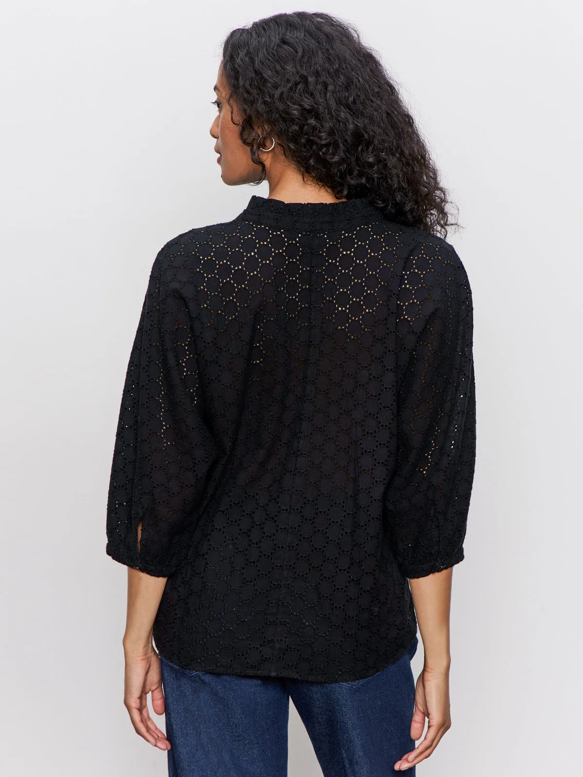 Petal Drop Blouse Black