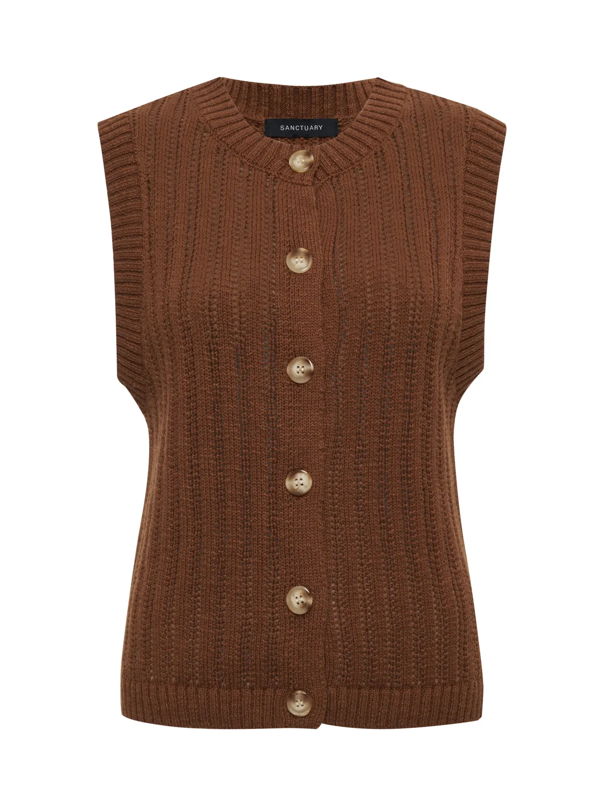 Pointelle Shell Sweater Sepia