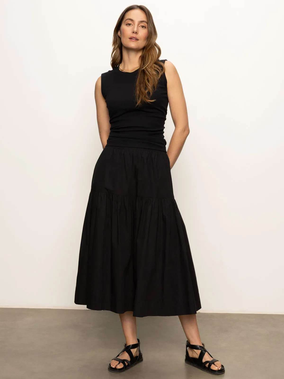Poplin Prairie Skirt Black
