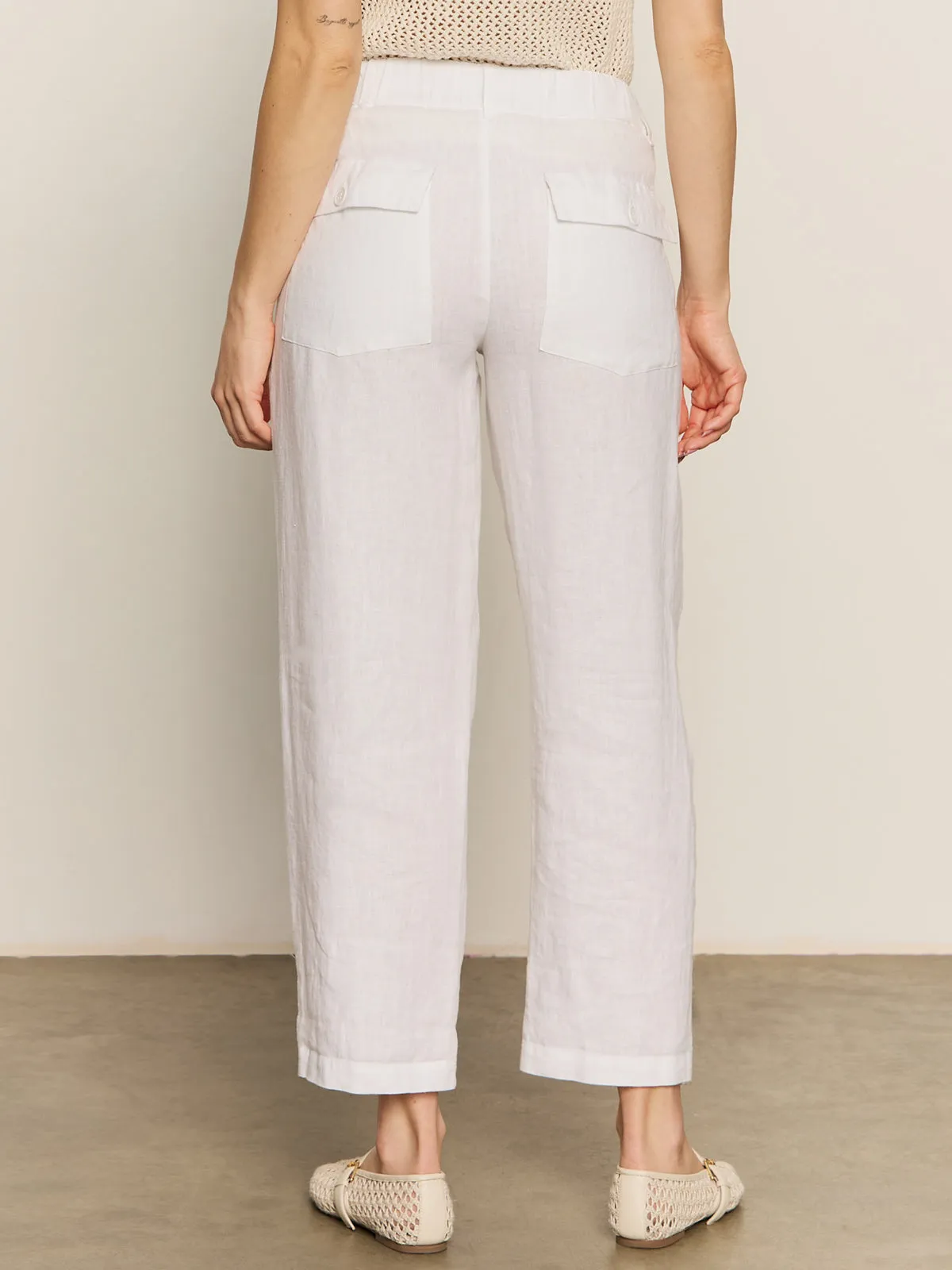 Relaxed Linen Cruiser Semi High Rise Pant Bleached White