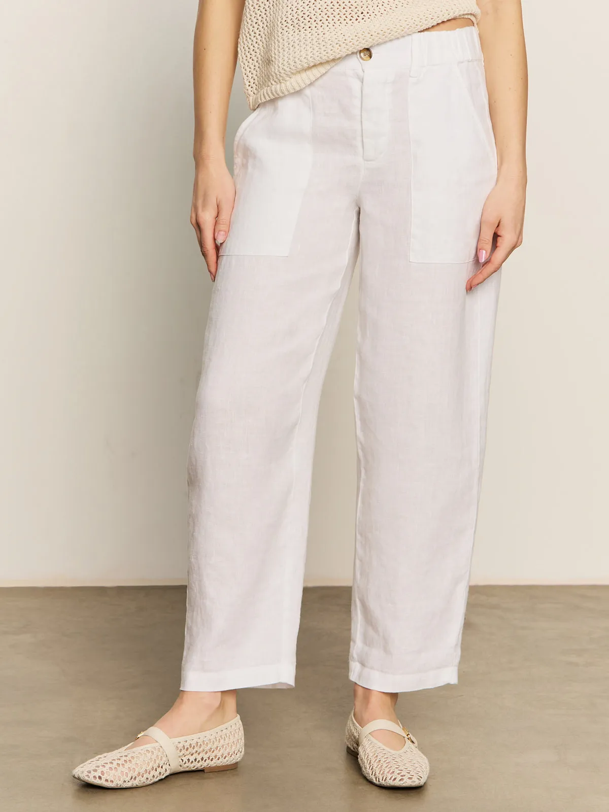 Relaxed Linen Cruiser Semi High Rise Pant Bleached White