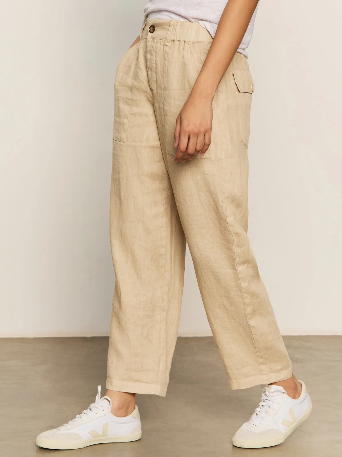 Relaxed Linen Cruiser Semi High Rise Pant Sandstone