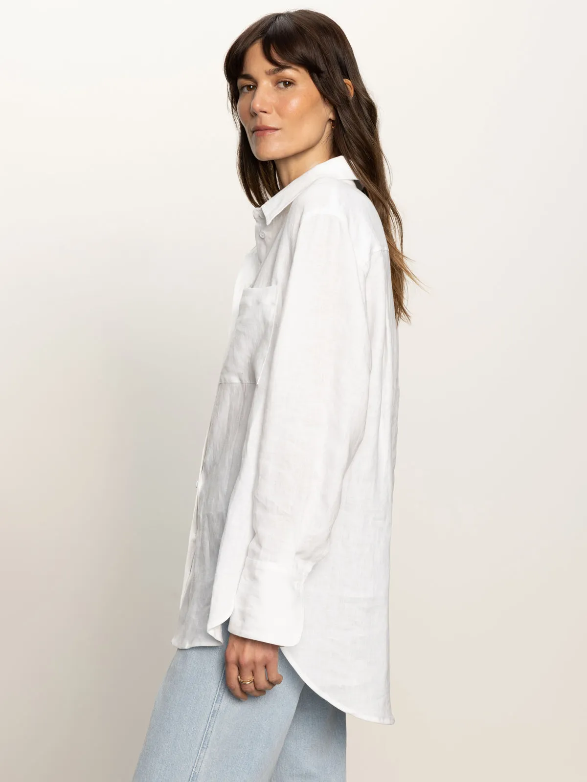Relaxed Linen Shirt White