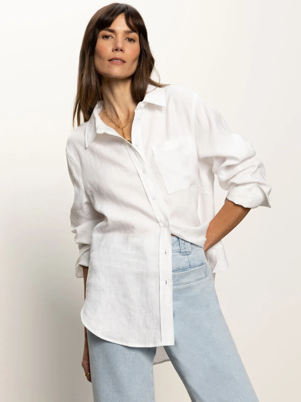 Relaxed Linen Shirt White