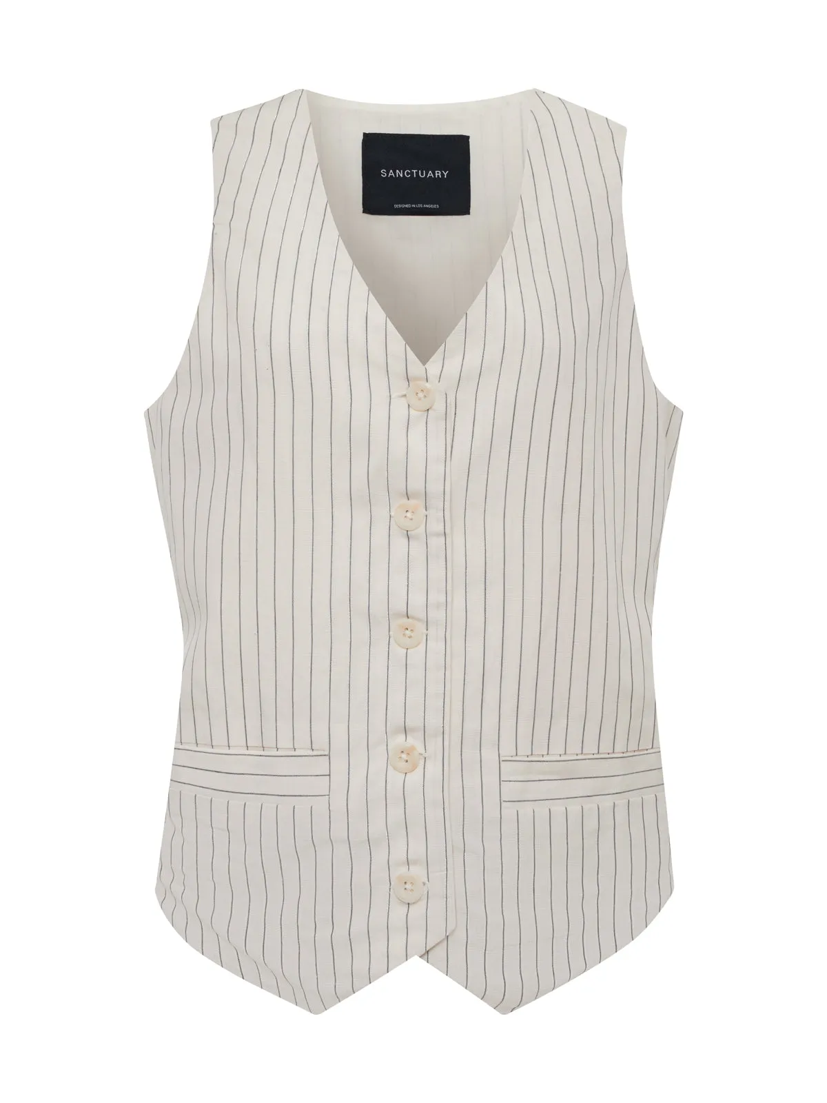 Relaxed Modern Vest Natural Metallic Stripe