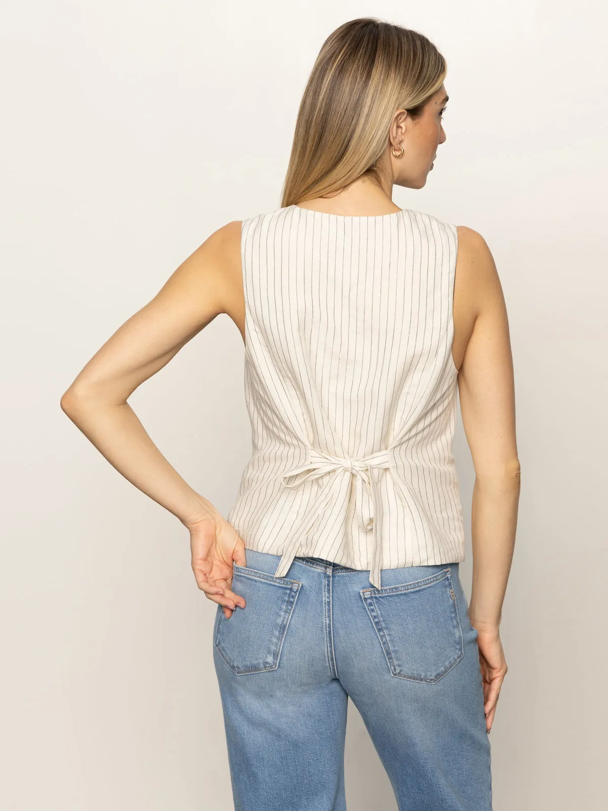 Relaxed Modern Vest Natural Metallic Stripe
