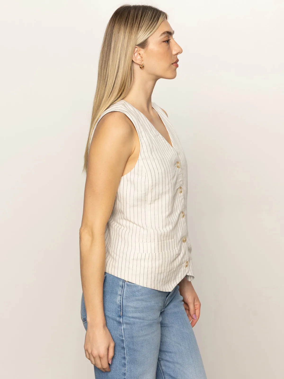 Relaxed Modern Vest Natural Metallic Stripe
